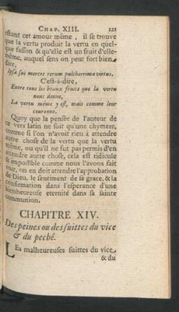 Chapitre XIV. Des peines ou des suittes du vice & du peche.