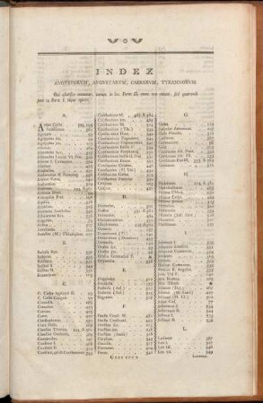 Index Avgvstorvm, Avgvstarvm, Caesarvm, Tyrannorvm.