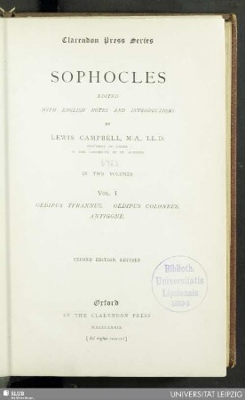 1: Oedipus;Tyrannus; Oedipus Coloneus; Antigone