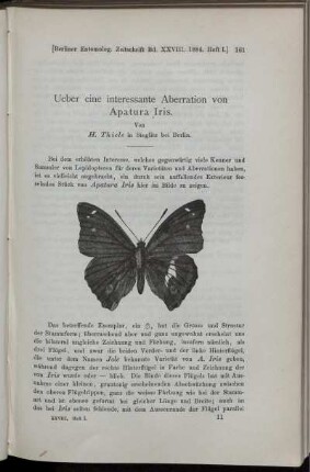Ueber eine interessante Aberration von Apatura Iris.