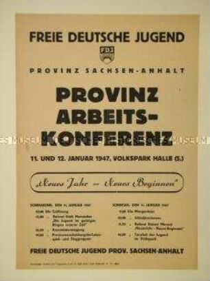 Maueranschlag mit dem Programm einer Provinz-Arbeits-Konferenz der FDJ Sachsen-Anhalt