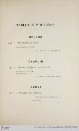 Tableuax Modernes (Nr. 141 - 167)