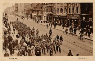 Erster Weltkrieg - Feldpostkarten. "Karlsruhe - Kaiserstraße"