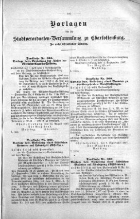 In nicht öffentlicher Sitzung (366,367,368,369.), 11. September 1907