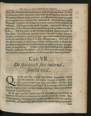 Cap. VII. De spirituali sive interna, sancta vita.