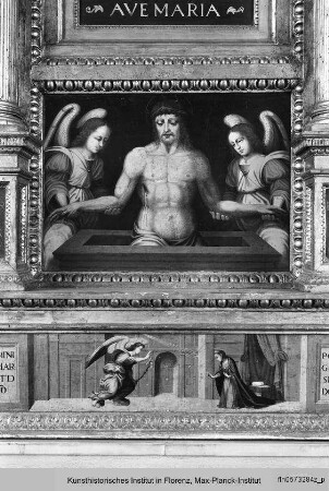 Schmerzensmann, Verkündigung, Martyrium des Heiligen Petrus, Vision des Heiligen Bernardus