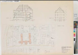 Münster (Münster) Medizinische Klinik der Universität Hauptgebäude Blatt 6 Schnitte, Lageplan 1967 1 : 100/500 84 x 118 kol. Pause Staatshochbauamt für die Universität Münster 13.06