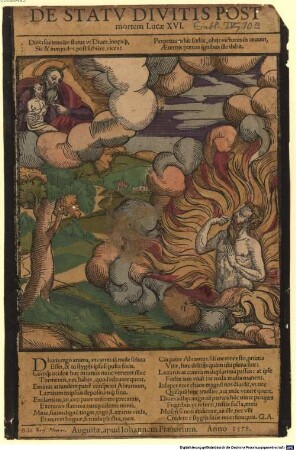 DE STATU DIVITIS POST mortem Lucae XVI : Diversos tenuere status ut Dives, inopsuqe, Sic & inaequales post subiere, vices: Perpetuum foelix, obiit victurus in oeuum, AEternis poenas ignibus ille dabit
