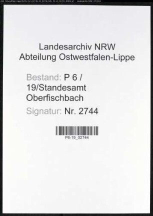 Heiratsregister Standesamt Oberfischbach
