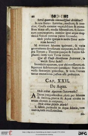 Cap. XXII. De Aqua