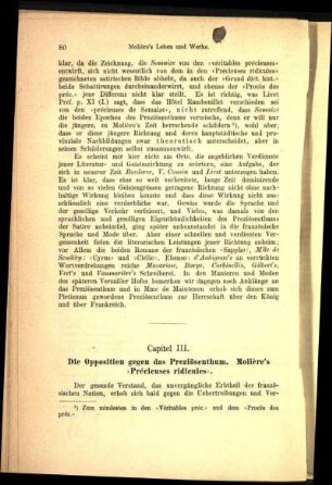 Capitel III. Die Opposition gegen das Preziösenthum. Molière's "Précieuses ridicules".