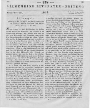 Feuerbach, L.: Grundsätze der Philosophie der Zukunft. Zürich: Literarisches Comptoir 1843 (Fortsetzung von Nr. 277)