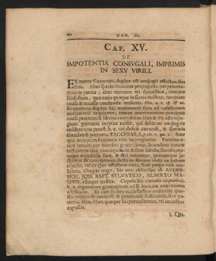 Cap. XV. De Impotentia Conjugali, Imprimis In Sexu Virili