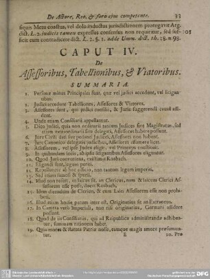 Caput IV. De Assessoribus, Tabellionibus, & Viatoribus