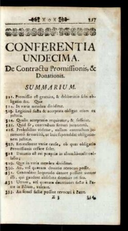Conferentia Undecima. De Contractu Promissionis, & Donationis