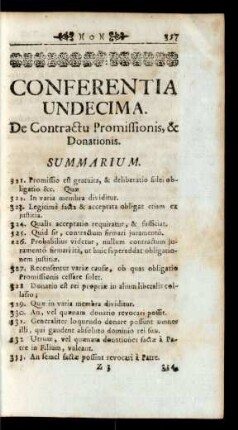 Conferentia Undecima. De Contractu Promissionis, & Donationis