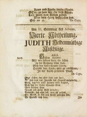 Vierte Abtheilung. Judith Heldenmüthige Anschläge