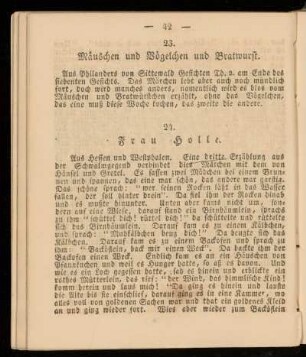 23. Maeuschen und Voegelchen und Bratwurst.