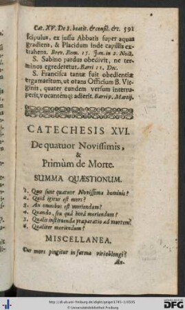 Catechesis XVI. De quatuor Novissimis, & Primùm de Morte.