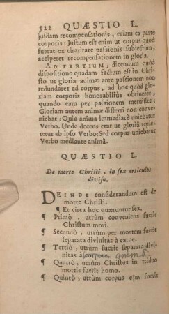 Quaestio L. De morte Christi, in sex articulos divisa.