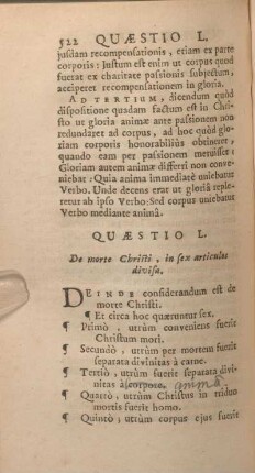 Quaestio L. De morte Christi, in sex articulos divisa.