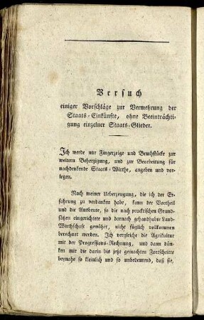 Versuch einiger Vorschläge zur Vermehrung der Staatseinkünfte, ...