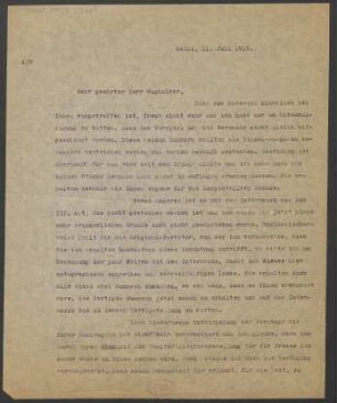 Brief an Ignaz Waghalter : 11.07.1919