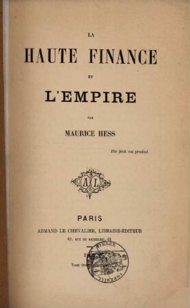 La haute finance et l'empire