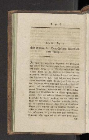Taf. IV. Fig. 18. Die Ruinen der Berg-Festung Regenstein oder Reinstein.
