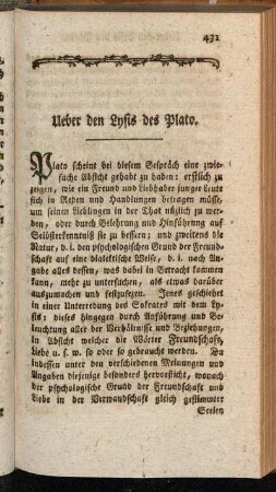 Ueber den Lysis des Plato.