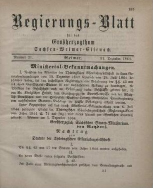 Nr. 21 : 31. Dezember 1864