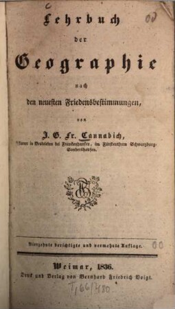 Lehrbuch der Geographie : nach den neuesten Friedensbestimmungen