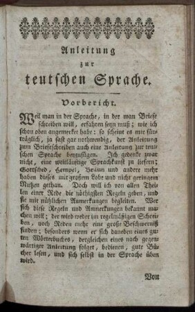 Anleitung zur teutschen Sprache.