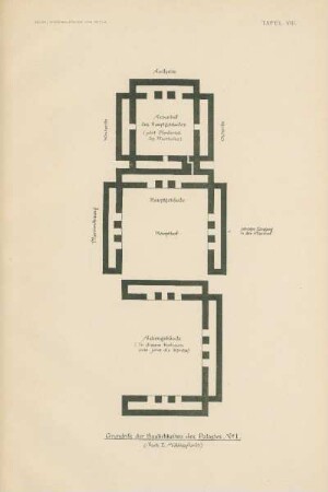 Tafel VIII. - Grundriss des Palastes I von Mitla, nach E. Mühlenpfordt.