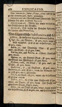 162-167, Nun folgen etliche Substantiva und Adjectiva ...