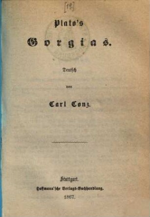 Plato's ausgewählte Werke, 5.. Gorgias