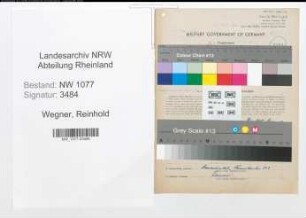 Entnazifizierung Reinhold Wegner , geb. 09.12.1921 (Polizist)