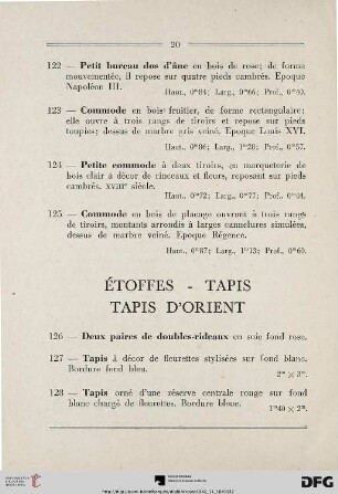 Étoffes – Tapis - Tapis d‘Orient (Nr. 126-154)