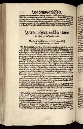 Von den Vöglen/welcher namen am buchstaben I anhebend.
