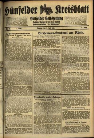 Zweite Ausgabe vom Dienstag, den 07. Juli 1931.