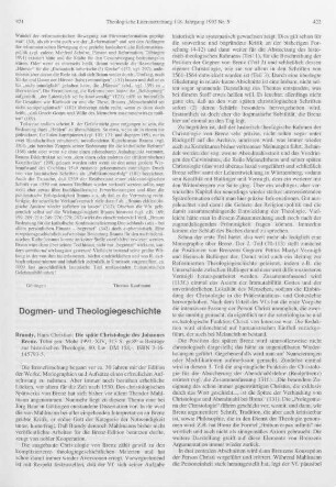 421-423 [Rezension] Brandy, Hans Christian, Die späte Christologie des Johannes Brenz