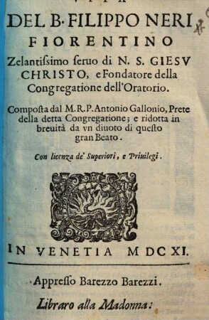 Vita del beato P. Filippo Neri