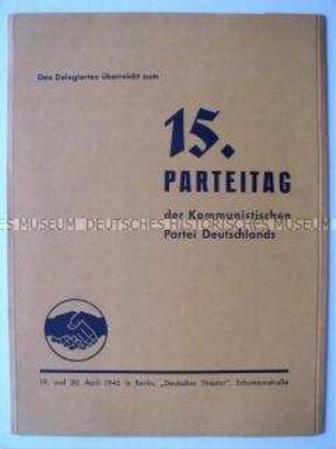 Delegiertenmappe des 15. Parteitages der KPD (ohne Inhalt)