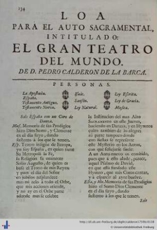 Loa para el Auto Sacramental El Gran Teatro del Mundo.