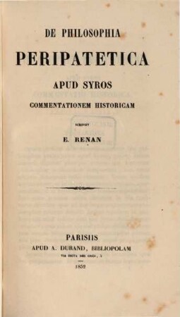 De philosophia peripatetica apud Syros commentatio histor.