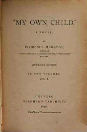 My own child : a novel, 1