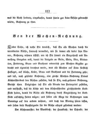 Von der Wochen-Rechnung.