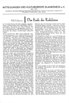 Das Ende der Reduktion