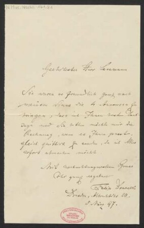 Brief an Otto Leßmann : 05.03.1897