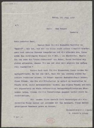 Brief an Max Burger : 18.06.1914